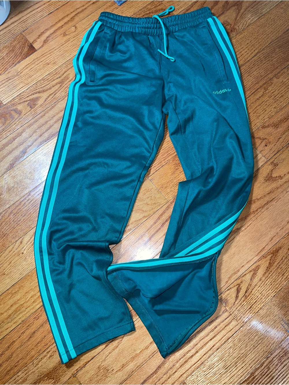Adidas green Track Pants with Mint Stripe size small men’s